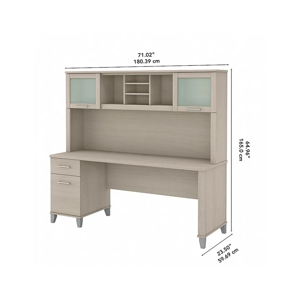 Computer Desks*Bush Furniture Somerset 72" Computer Desk with Drawers and Hutch, (SET018SO) Sand Oak