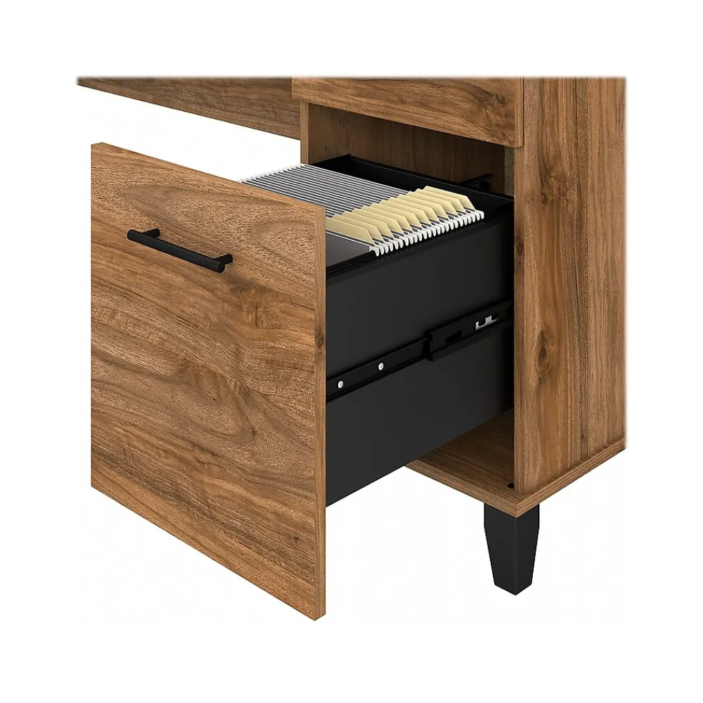Computer Desks*Bush Furniture Somerset 60" Computer Desk with Lateral File Cabinet and 5-Shelf Bookcase, (SET013FW) Fresh Walnut