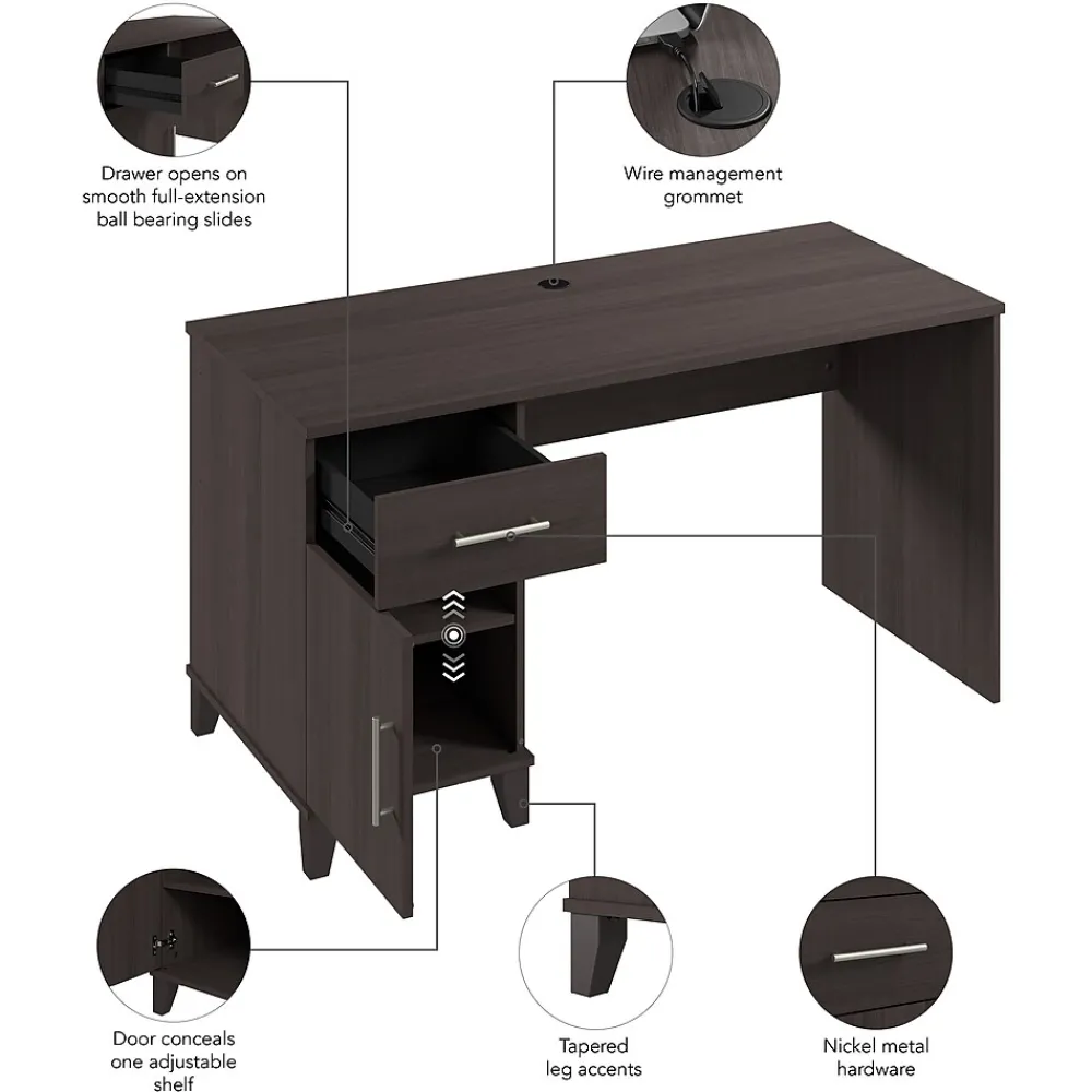 Computer Desks*Bush Furniture Somerset 54"W Office Desk with Drawer and Storage Cabinet, Storm Gray (WC81554)