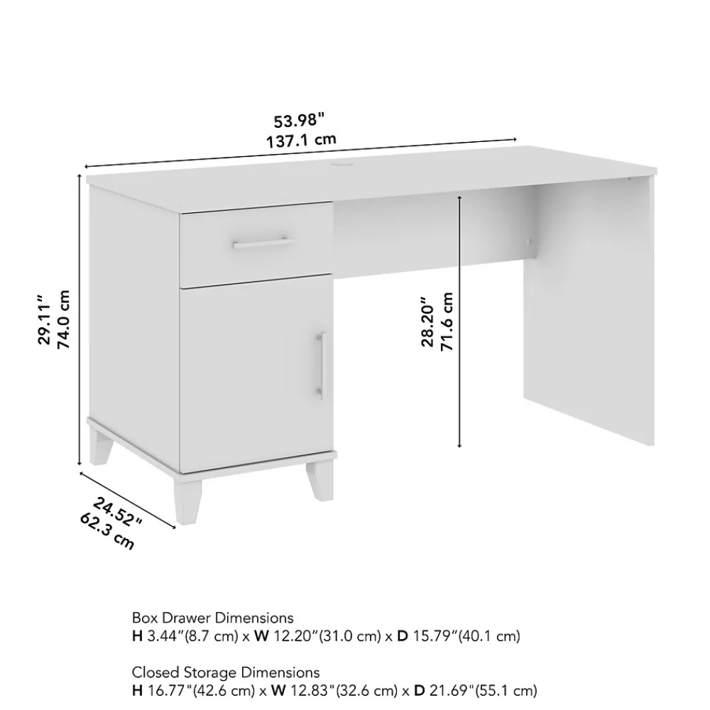 Computer Desks*Bush Furniture Somerset 54"W Office Desk with Drawer and Storage Cabinet, Storm Gray (WC81554)