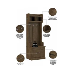 Storage Cabinets*Bush Furniture Woodland Full Entryway Storage Set with Coat Rack and Shoe Bench with Drawers, Ash Brown (WDL014ABR)