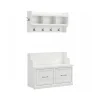 Storage Cabinets*Bush Furniture Woodland 40W Entryway Bench with Doors and Wall Mounted Coat Rack, White Ash (WDL009WAS)