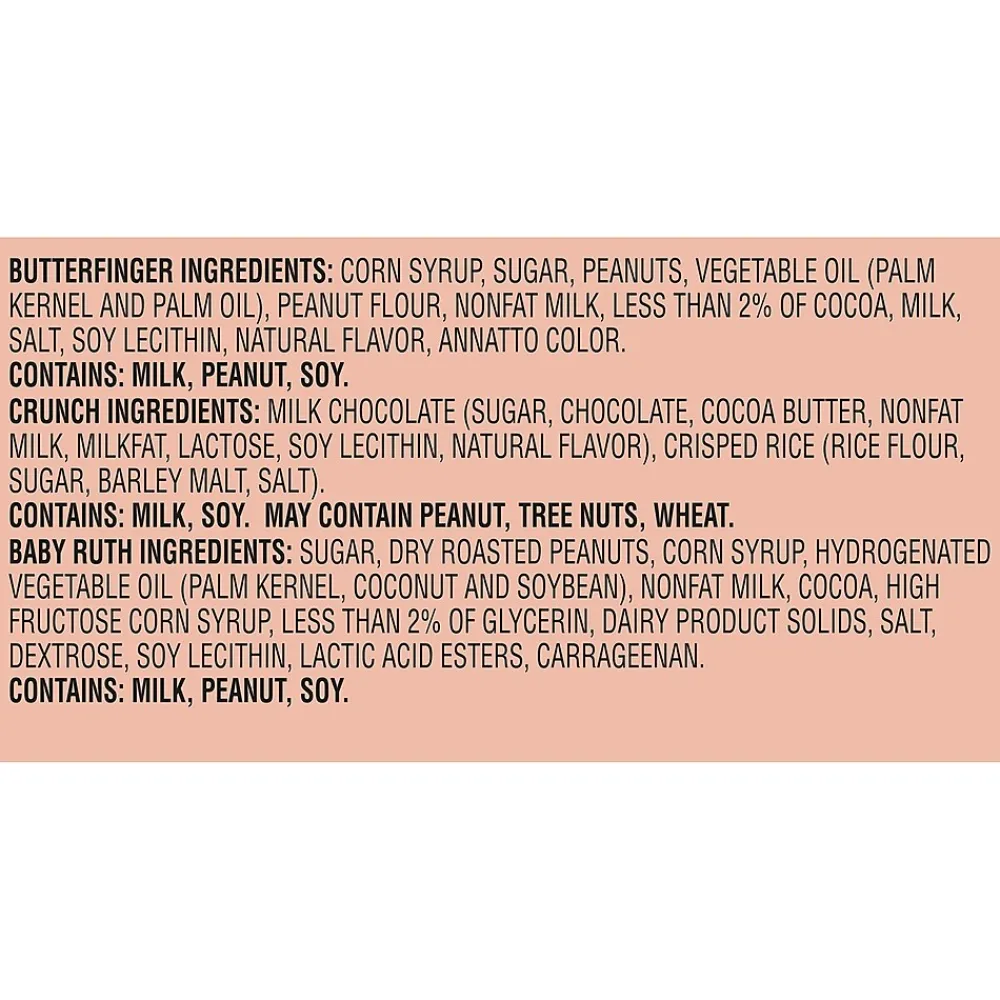 Ferrero Rocher Butterfinger, CRUNCH, and Baby Ruth Assorted Minis Candy Bars, 32.4oz (FEU71526)