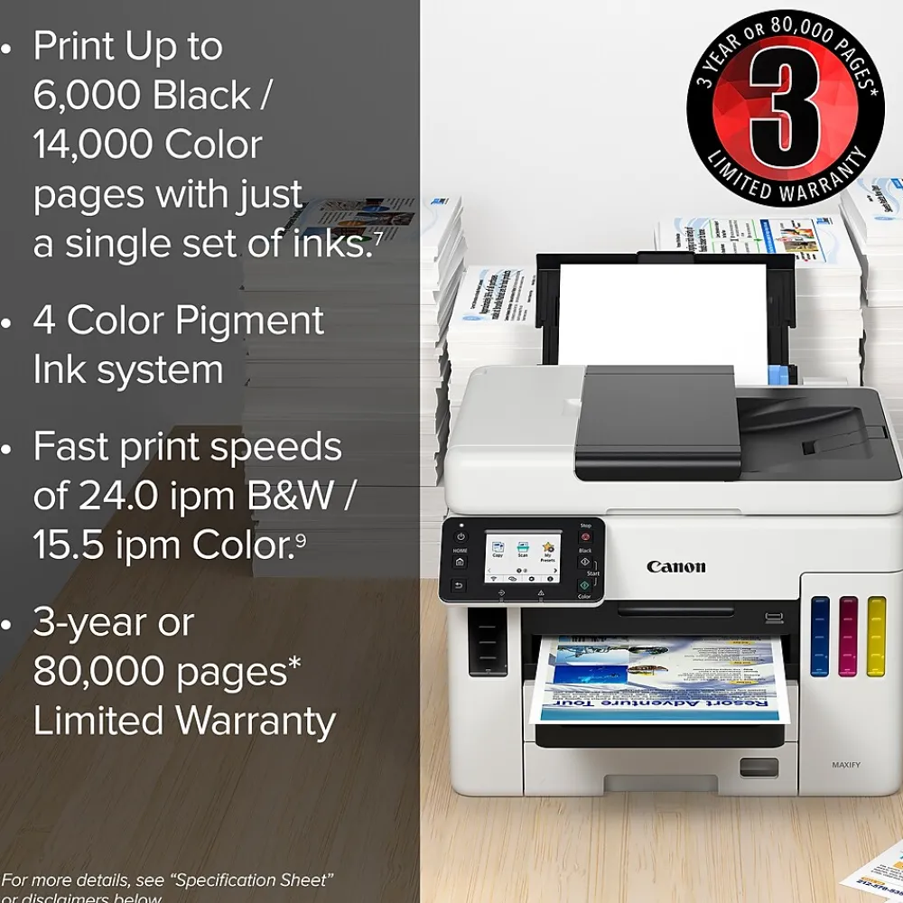 Canon MegaTank MAXIFY GX7021 Wireless Color All-in-One Inkjet Printer (4471C037)