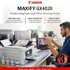 Canon MegaTank MAXIFY GX4020 Wireless Color All-in-One Inkjet Printer (5779C002)