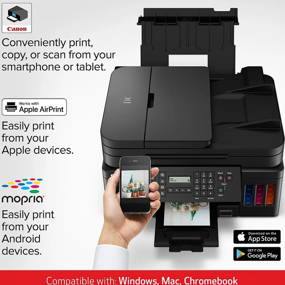 Canon MegaTank PIXMA G7020 Wireless Color Inkjet Printer, All-In-One Supertank, Print, Scan, Copy, Fax (3114C002)
