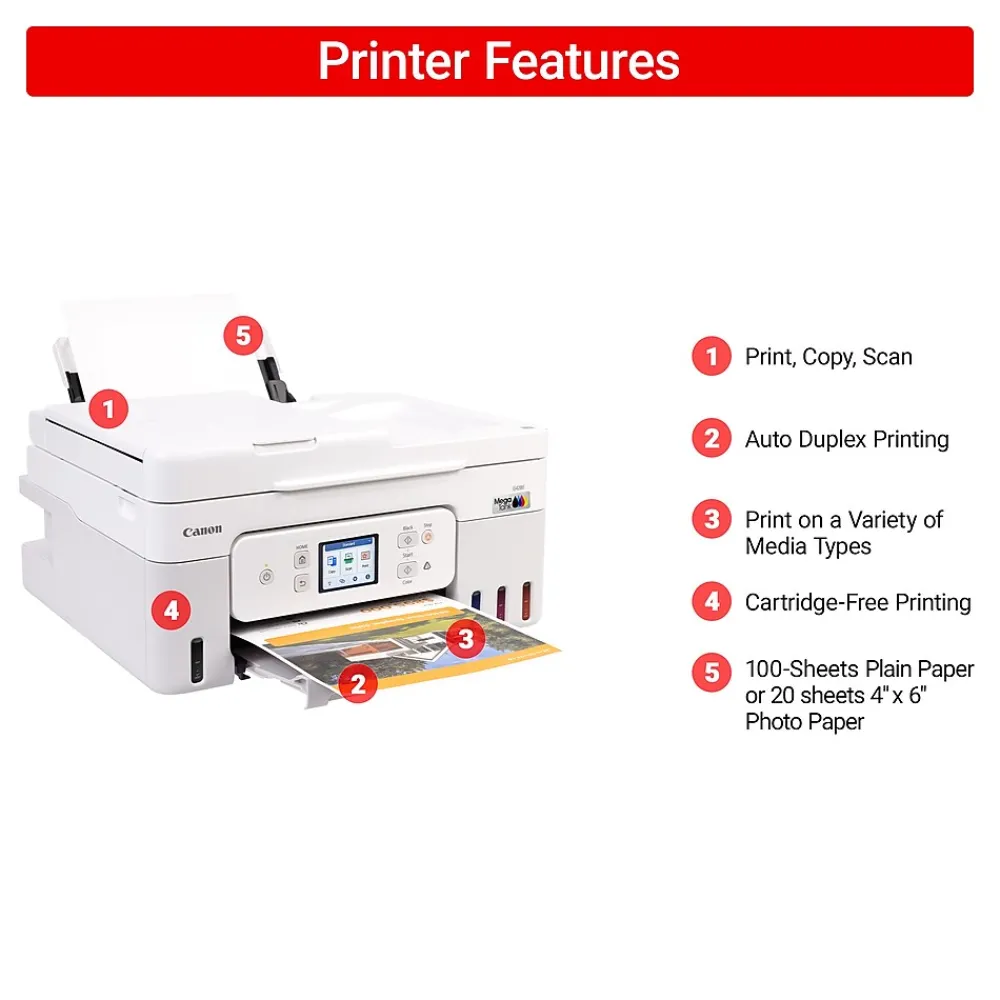 Canon PIXMA G4280 MegaTank Wireless Color Inkjet Printer, All-In-One, Print, Scan, Copy (6704C022)