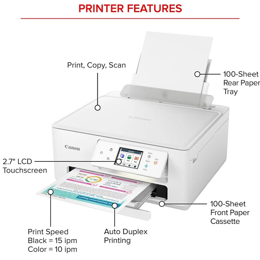 Canon PIXMA TS7720 Wireless Color Inkjet Printer, All-In-One, Print, Scan, Copy (TS7720)