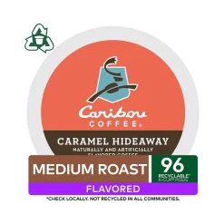 Caribou Coffee Caramel Hideaway Coffee Keurig K-Cup Pods, Medium Roast, 96/Box (736685CT)