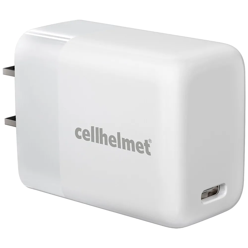 Single-USB Power Delivery Wall Charger with USB-C to USB-C Round Cable, 3 ft., 25-Watt, White (WALL-PD-25W+R-C)<cellhelmet Sale