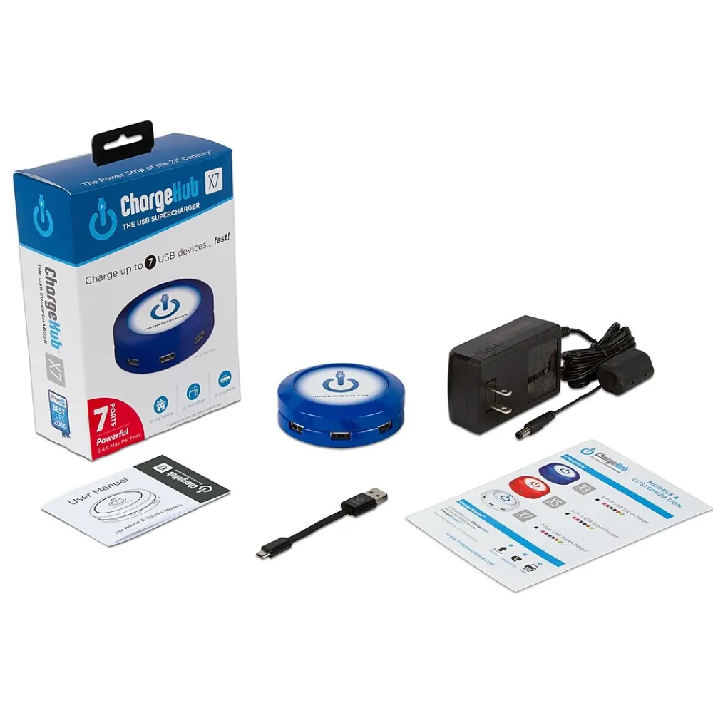 USB Charging Station for Multiple Brands, Blue (CRGRD-X7-004)<ChargeHub Clearance