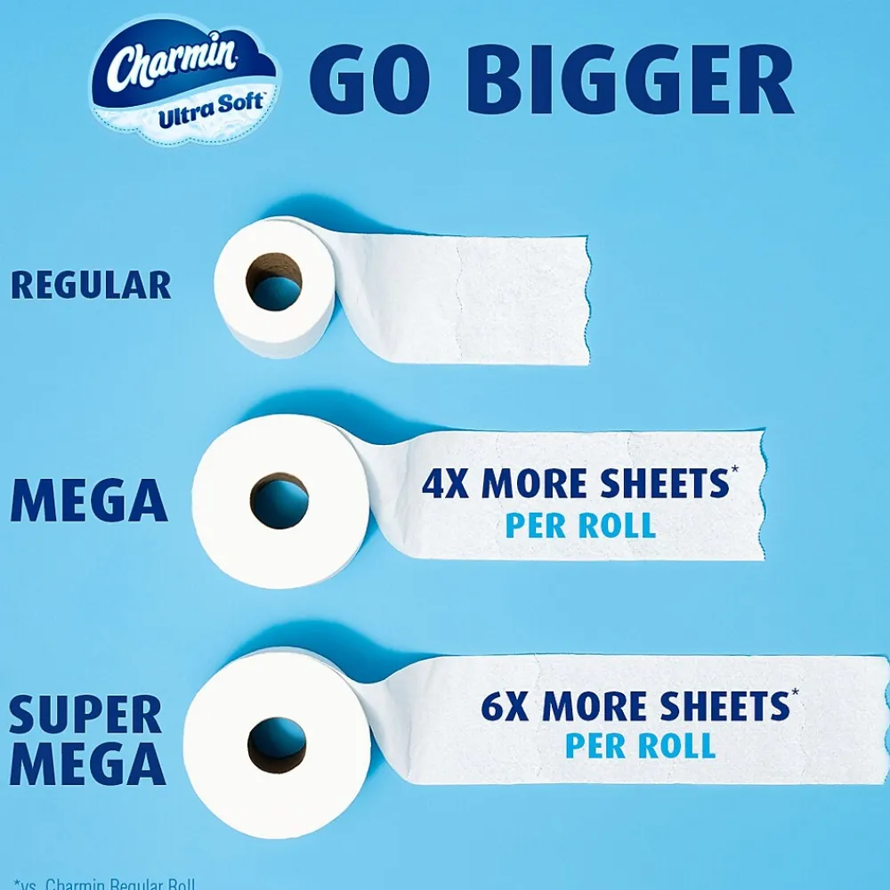 Ultra Soft Super Mega Toilet Paper, 2-Ply, White, 336 Sheets/Roll, 6 Rolls/Pack (08467)<Charmin Sale