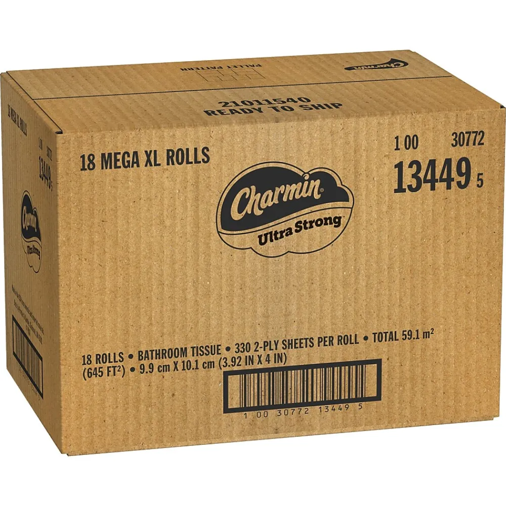 Ultra Strong Mega XL Toilet Paper, 2-Ply, White, 330 Sheets/Roll, 18 Rolls/Pack (04308)<Charmin New