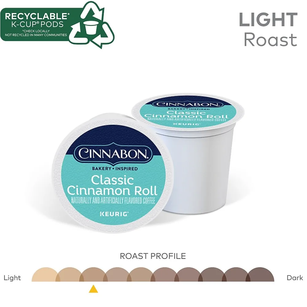 Cinnabon Classic Cinnamon Roll Coffee Keurig® K-Cup® Pods, Light Roast, 24/Box (6305)