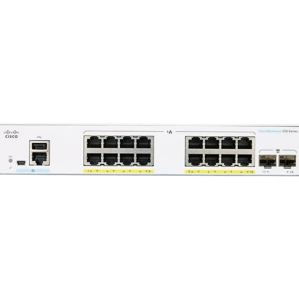 Hot Cisco 250 16-Port Gigabit Ethernet Managed Switch, Silver (CBS25016P2GNA)