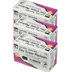 Markers|CLI Dry Erase Markers, Chisel Tip, Black, 12/Pack, 3 Packs (CHL47920-3)