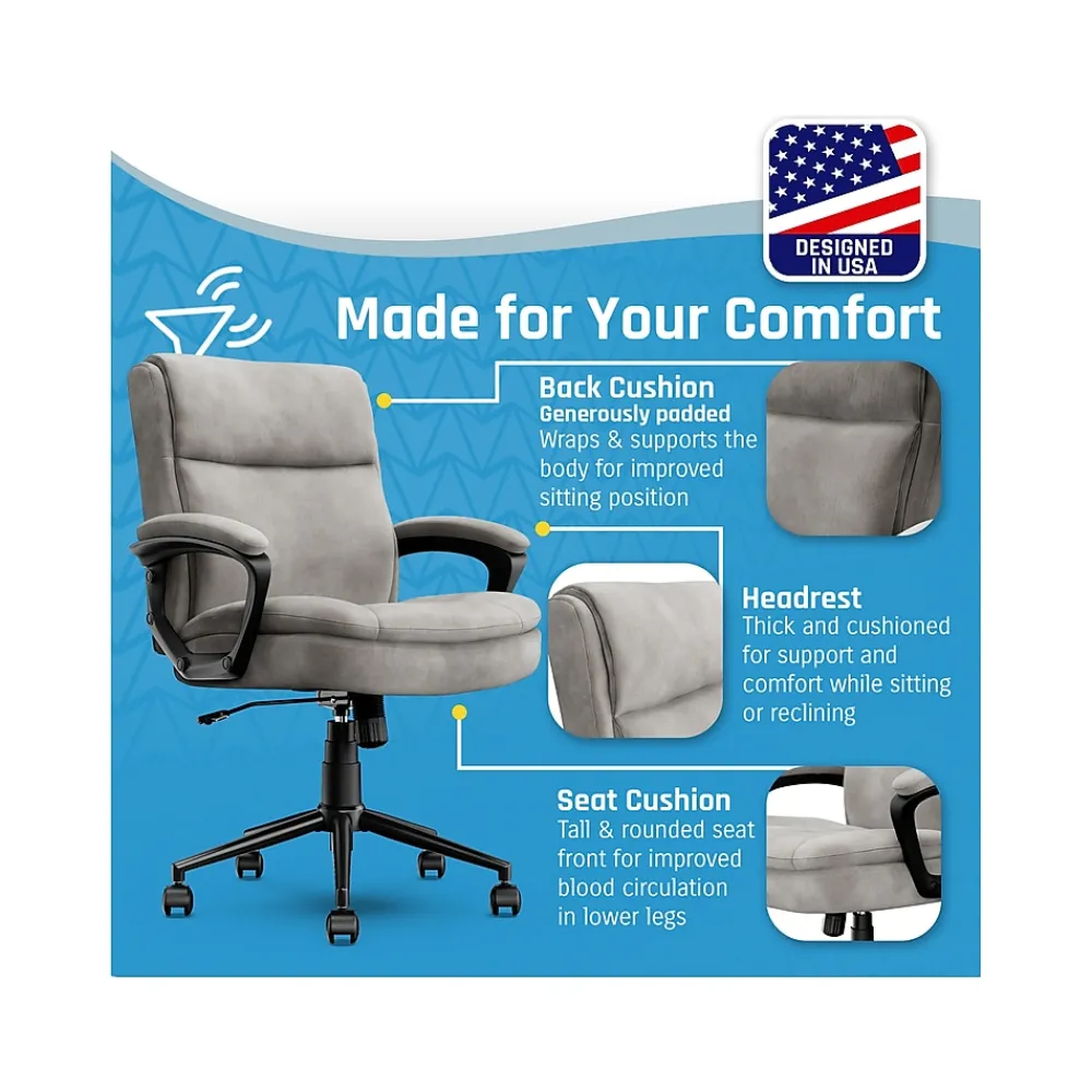 Office Chairs*Click365 Transform 2.0 Ergonomic Fabric Swivel Desk Chair, (CCHR10007D) Gray
