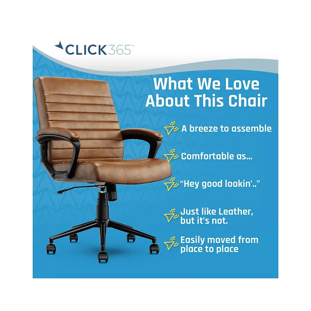 Ergonomic Chairs*Click365 Transform 3.0 Ergonomic Bonded Leather Swivel Desk Chair, (CCHR10008A) Cognac