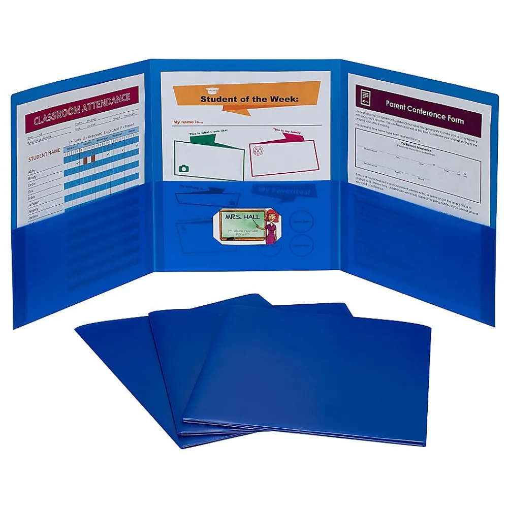 Pocket Folders|C-Line 3-Pocket Portfolio Folder, , Box of 24 (CLI33945) Blue