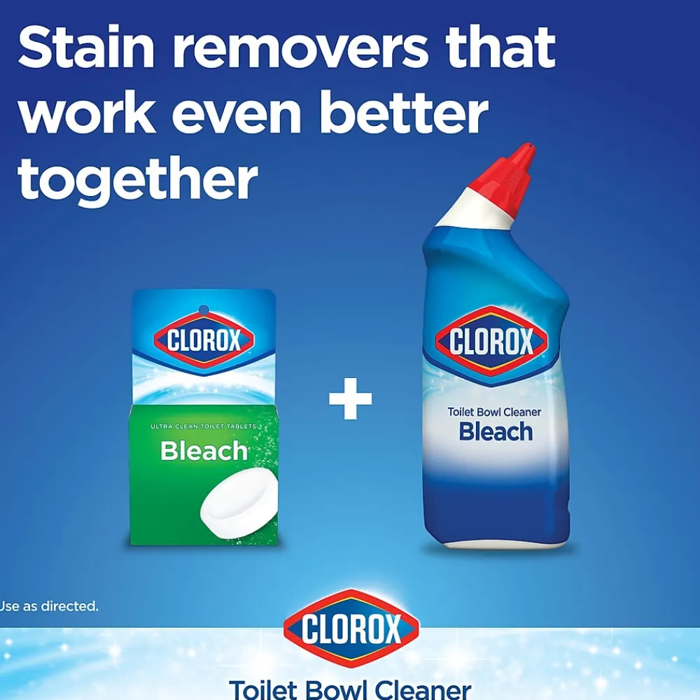 Disinfecting Toilet Bowl Cleaner with Bleach, Rain Clean Scent, 24 Oz., 2/Pack, 6 Packs/Carton (30924)<Clorox Best