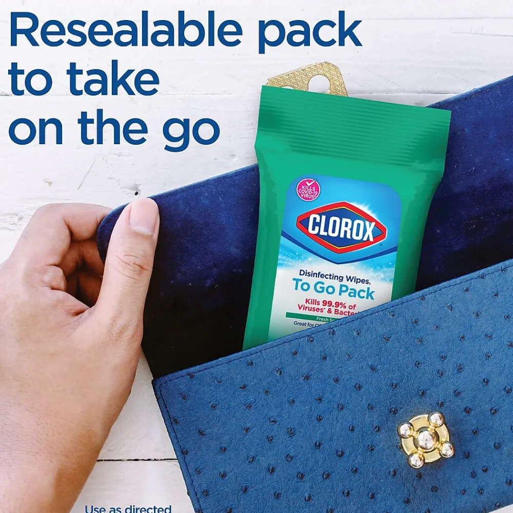 Disinfecting Wipes On The Go, Bleach Free Travel Wipes, Fresh Scent, 9 Count (01665)<Clorox Sale