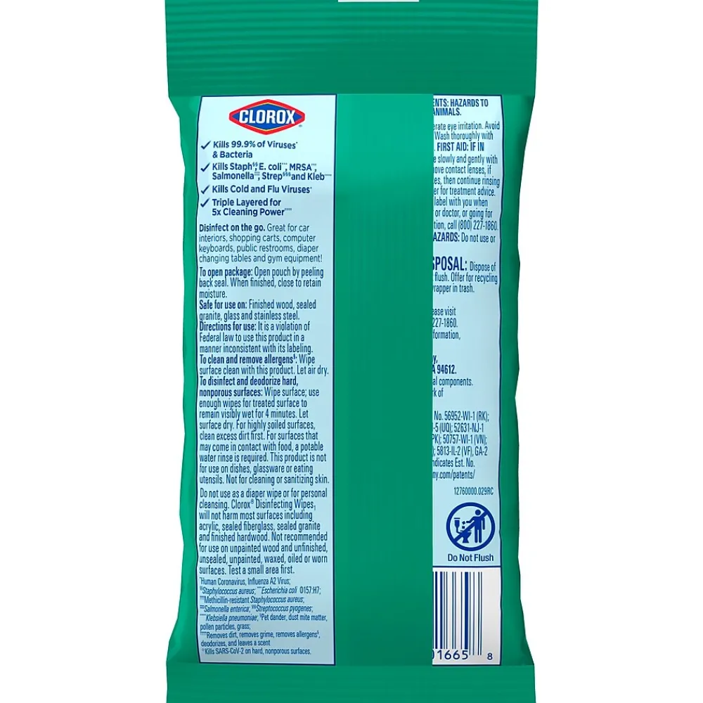 Disinfecting Wipes On The Go, Bleach Free Travel Wipes, Fresh Scent, 9 Count (01665)<Clorox Sale