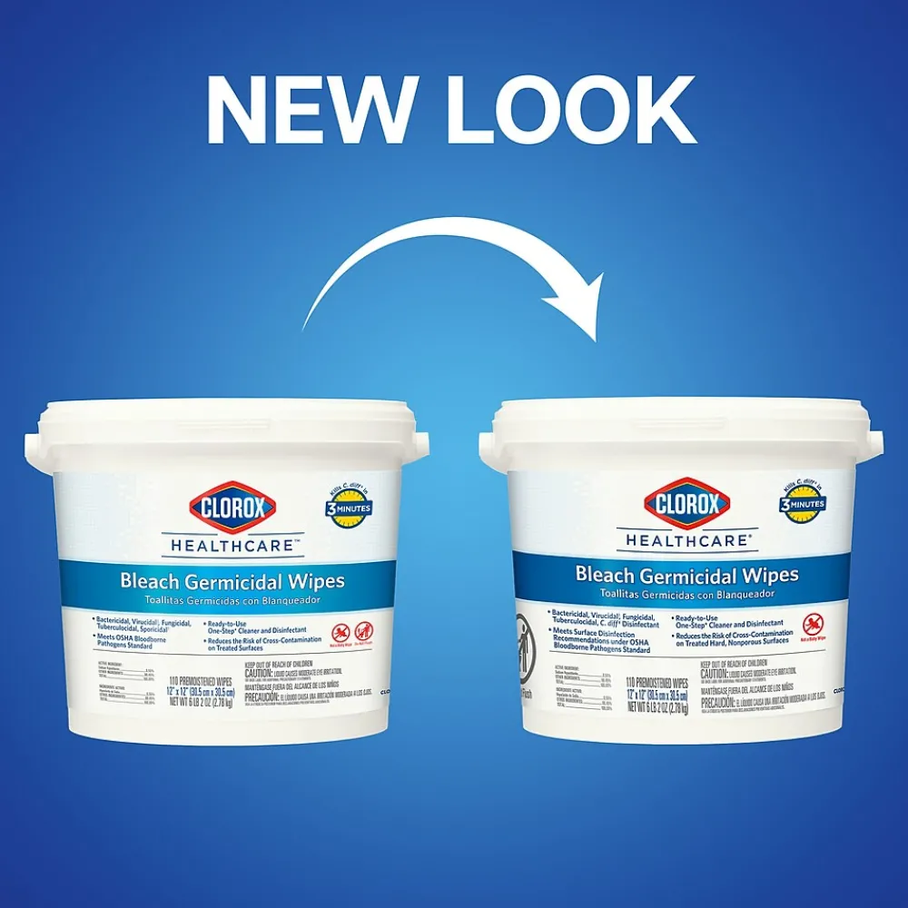 Healthcare Disinfecting Wipes, 110 Wipes/Container, 2/Carton (30358CT)<Clorox Hot