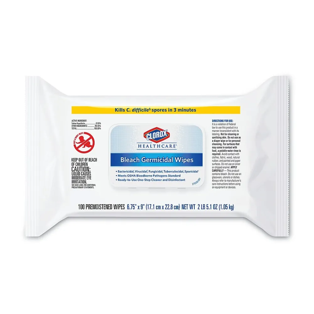 Disinfecting Wipes, 100 Wipes/Flat Pack, 6/Pack<Clorox Healthcare Hot