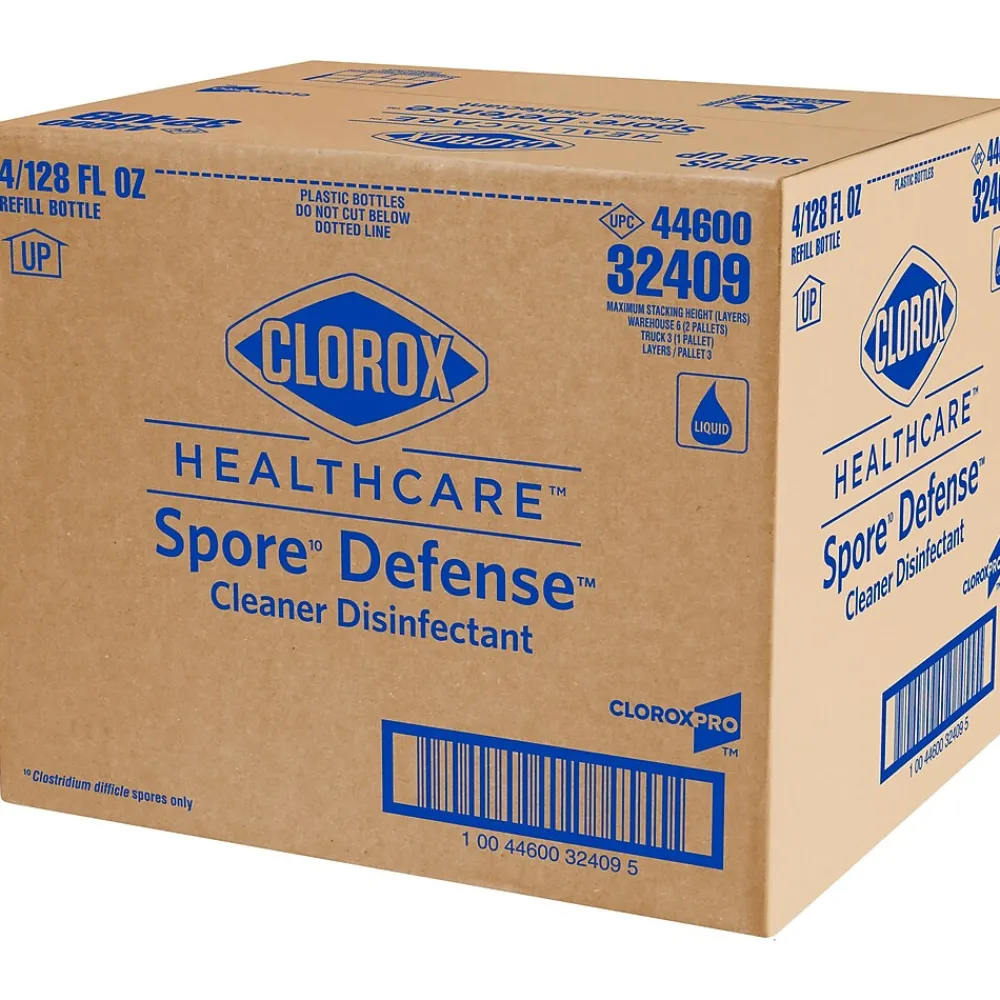 Spore Defense Cleaner Disinfectant, Open System Refill Bottle, 128 Fl Oz, 4/Pack (32409)<Clorox Healthcare Best