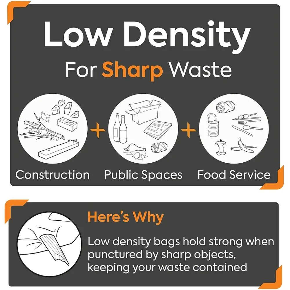 ™ 7-10 Gallon Trash Bag, 24" x 23", Low Density, 0.35 mil, Black, 500 Bags/Box (CW21759)<Coastwide Professional Hot