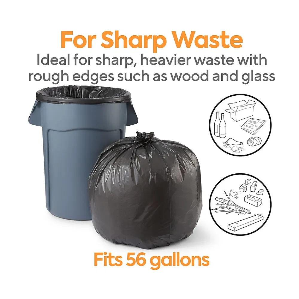 ™ 50-56 Gallon Trash Bag, 43" x 46", Low Density, 1.5 mil, Black, 100 Bags/Box (CW22341)<Coastwide Professional New