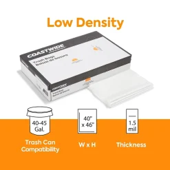 ™ 40-45 Gallon Trash Bag, 40" x 46", Low Density, 1.5 mil, Clear, 100 Bags/Box (CW50714)<Coastwide Professional Sale