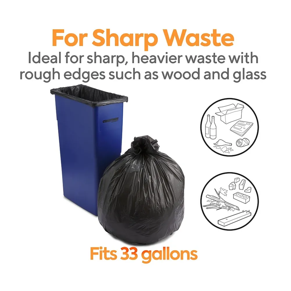 ™ 30-33 Gallon Trash Bag, 33" x 39", Low Density, 0.6 mil, Black, 250 Bags/Box (CW17966)<Coastwide Professional Best