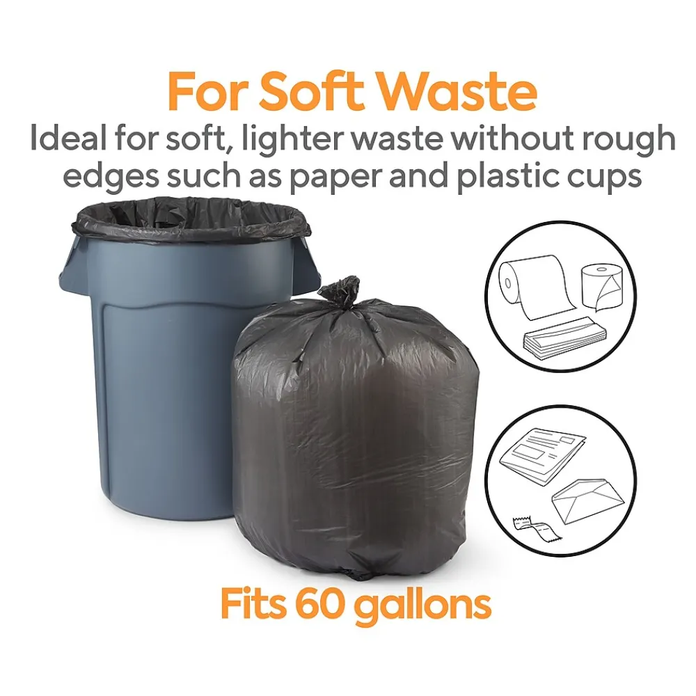 ™ 55-60 Gallon Trash Bag, 38" x 60", High Density, 22 mic, Black, 150 Bags/Box (CW17712)<Coastwide Professional Clearance