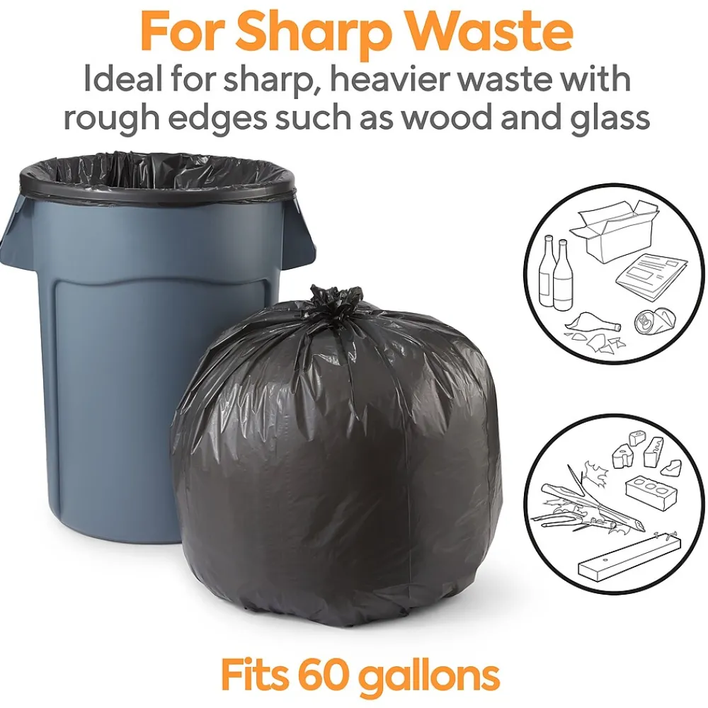 ™ 55-60 Gallon Trash Bag, 38" x 58", Low Density, 0.95 mil, Black, 100 Bags/Box (CW18188)<Coastwide Professional Clearance