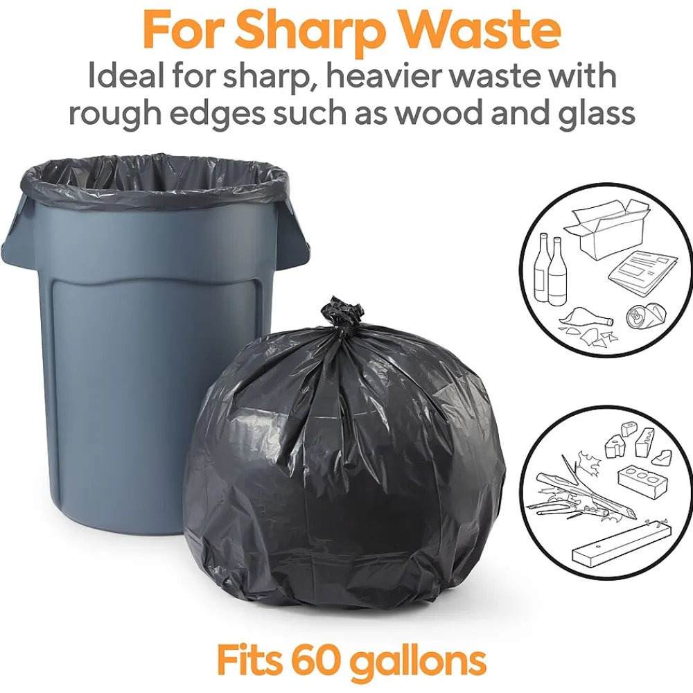 ™ 55-60 Gallon Trash Bag, 38" x 58", Low Density, 1.8 mil, Black, 100 Bags/Box (CW18207)<Coastwide Professional Outlet