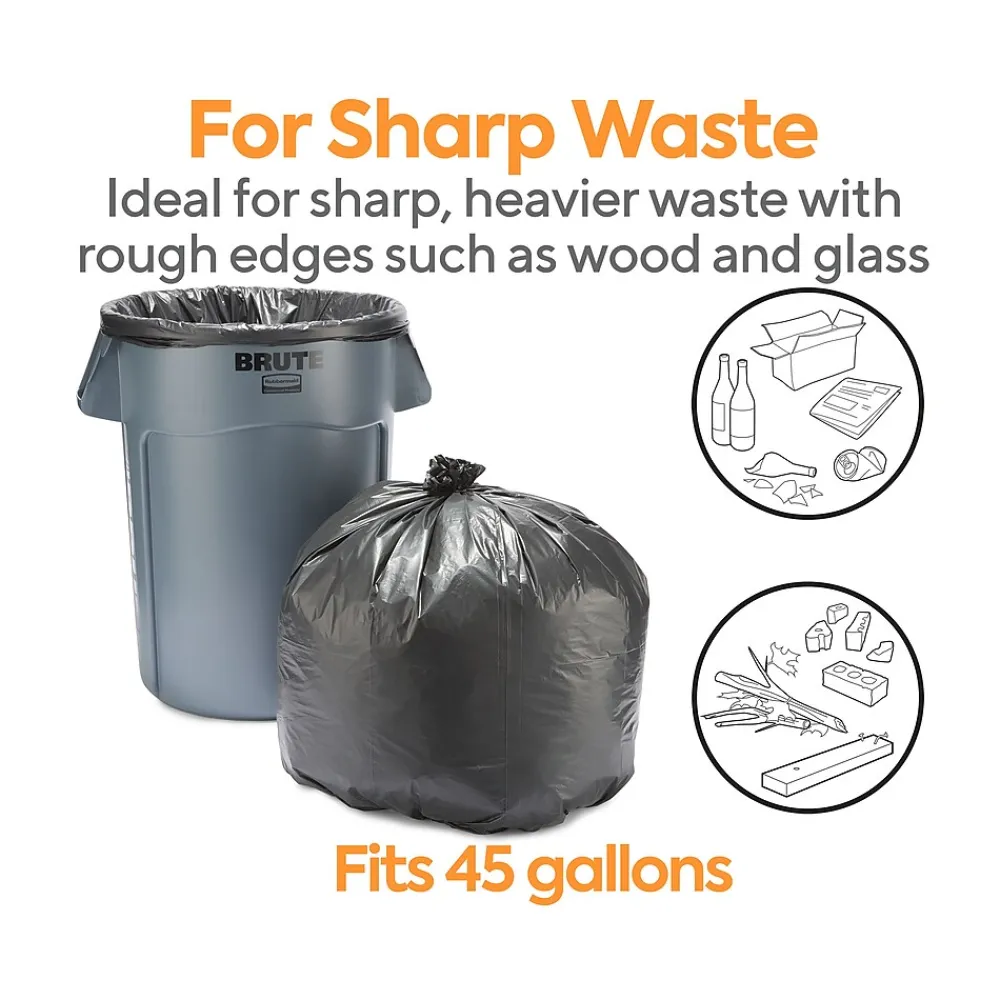 ™ 40-45 Gallon Trash Bag, 40" x 46", Low Density, 1.8 mil, Black, 100 Bags/Box (CW18208)<Coastwide Professional Best