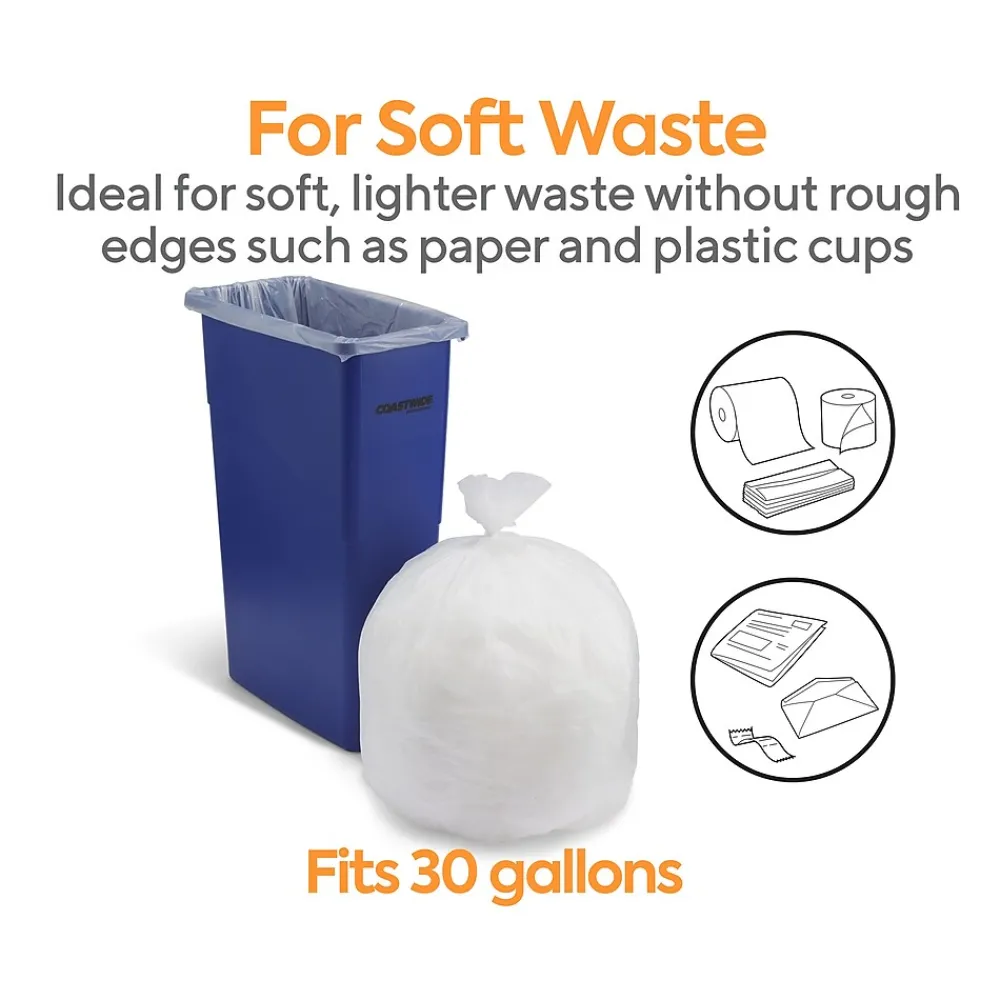 ™ 20-30 Gallon Trash Bag, 30" x 37", High Density, 12 mic, Natural, 500 Bags/Box (CW18198)<Coastwide Professional Best