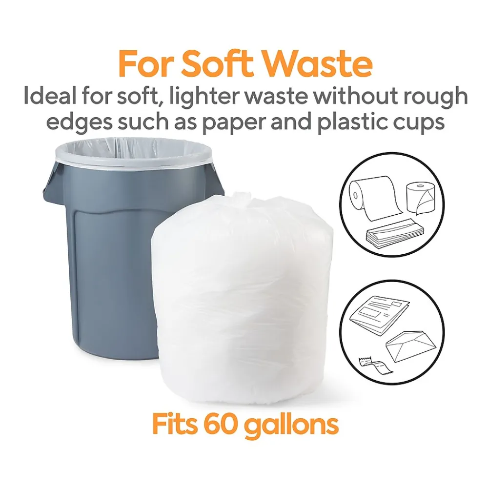 ™ 55-60 Gallon Trash Bag, 38" x 60", High Density, 16 mic, Natural, 200 Bags/Box (CW18202)<Coastwide Professional Outlet
