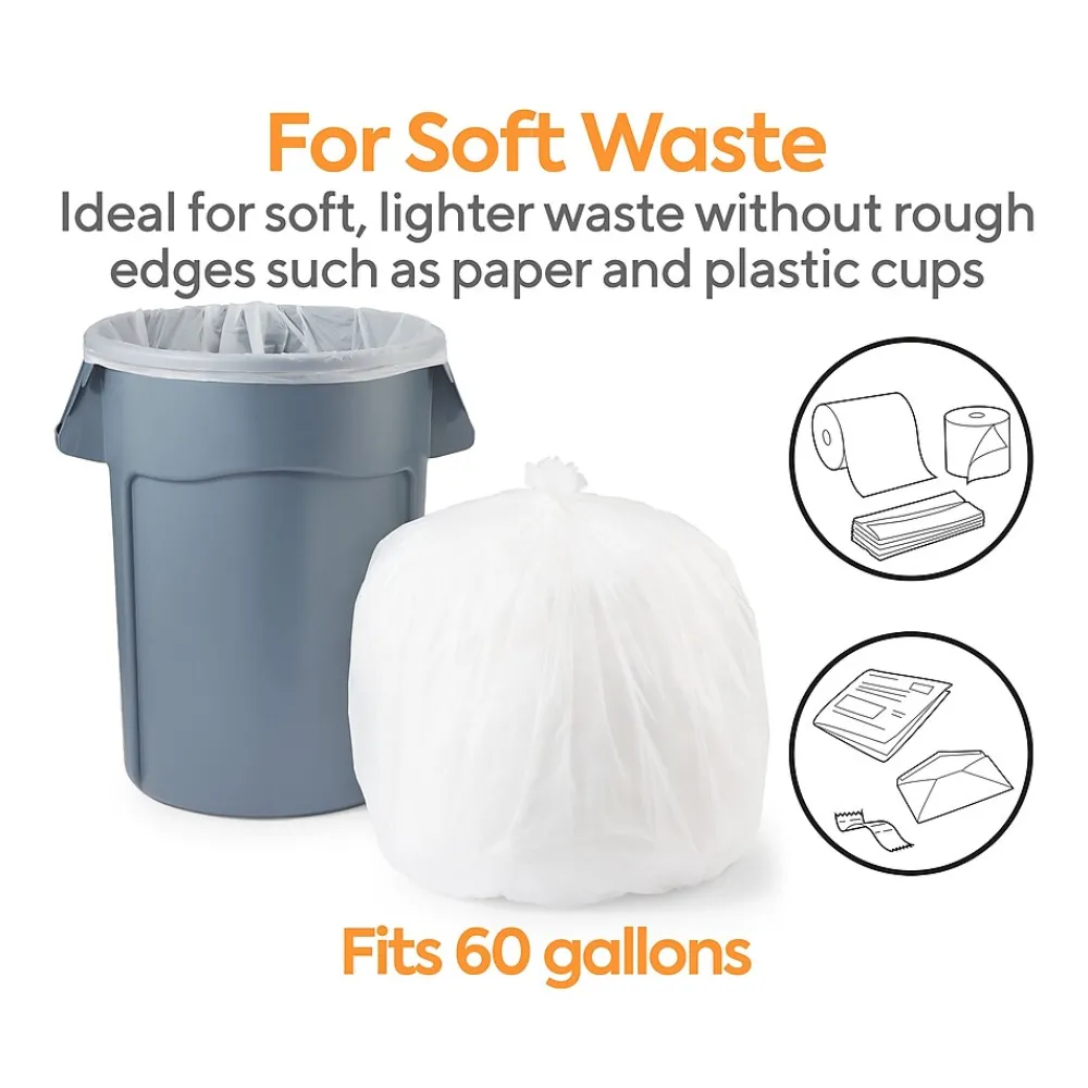 ™ 55-60 Gallon Trash Bag, 38" x 60", High Density, 22 mic, Natural, 150 Bags/Box (CW19249)<Coastwide Professional Clearance