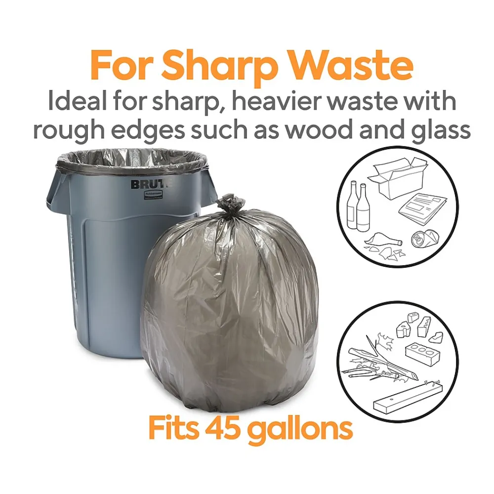 ™ 40-45 Gallon Trash Bag, 40" x 48", Low Density, 1.5 mil, Black, 50 Bags/Box (CW19242)<Coastwide Professional Outlet