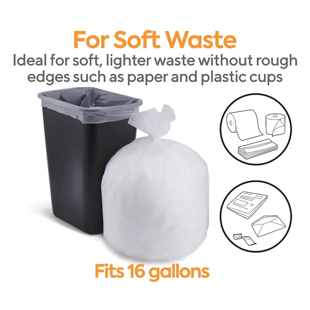 ™ 12-16 Gallon Trash Bag, 24" x 33", High Density, 13 mic, Natural, 500 Bags/Box (CW57406)<Coastwide Professional Sale