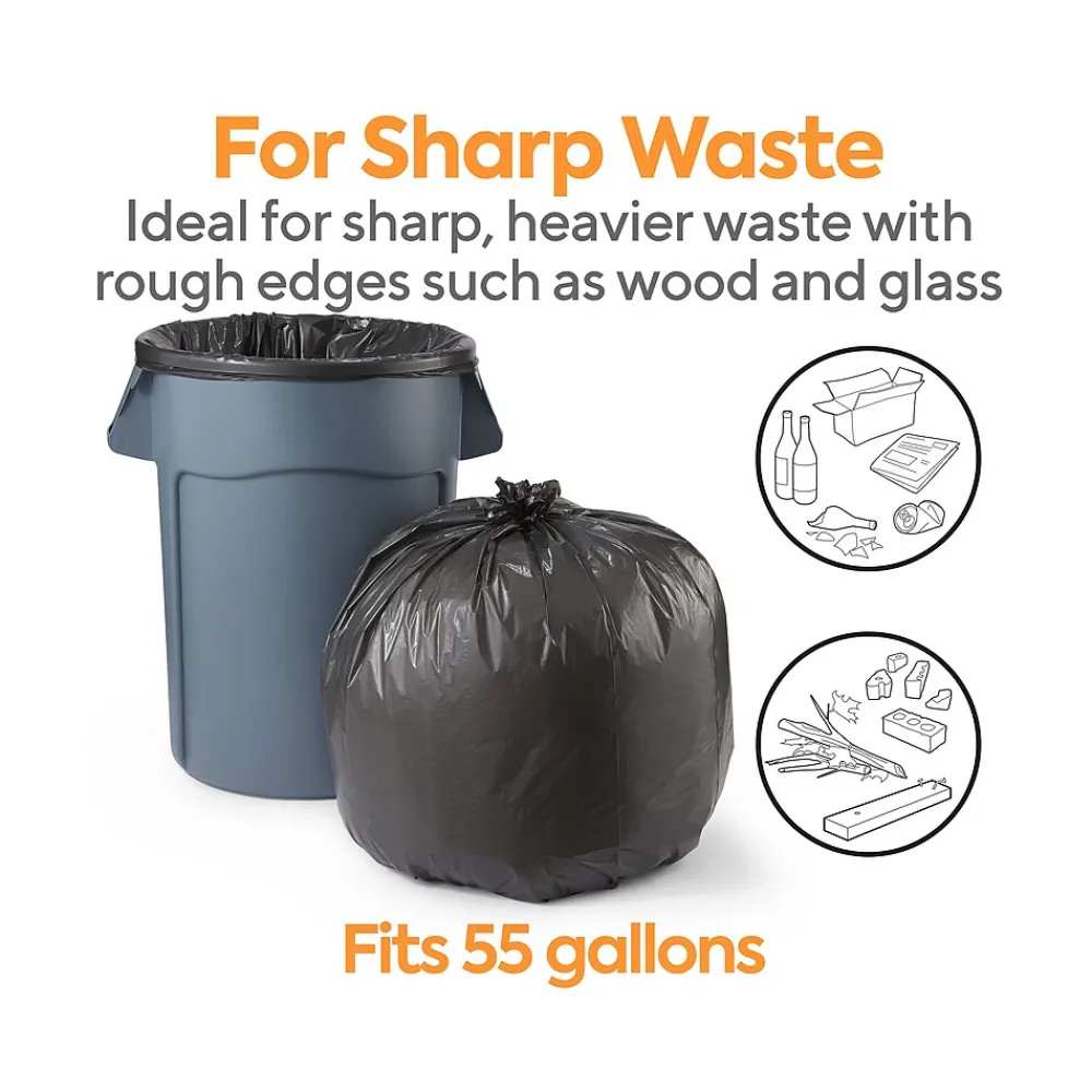 ™ AccuFit 55 Gallon Trash Bag, 40" x 53", Low Density, 1.3 mil, Black, 100 Bags/Box (CW22753)<Coastwide Professional Clearance