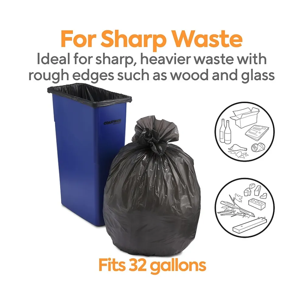 ™ AccuFit 32 Gallon Trash Bag, 33" x 44", Low Density, 0.9 mil, Black, 100 Bags/Box (CW22751)<Coastwide Professional Outlet
