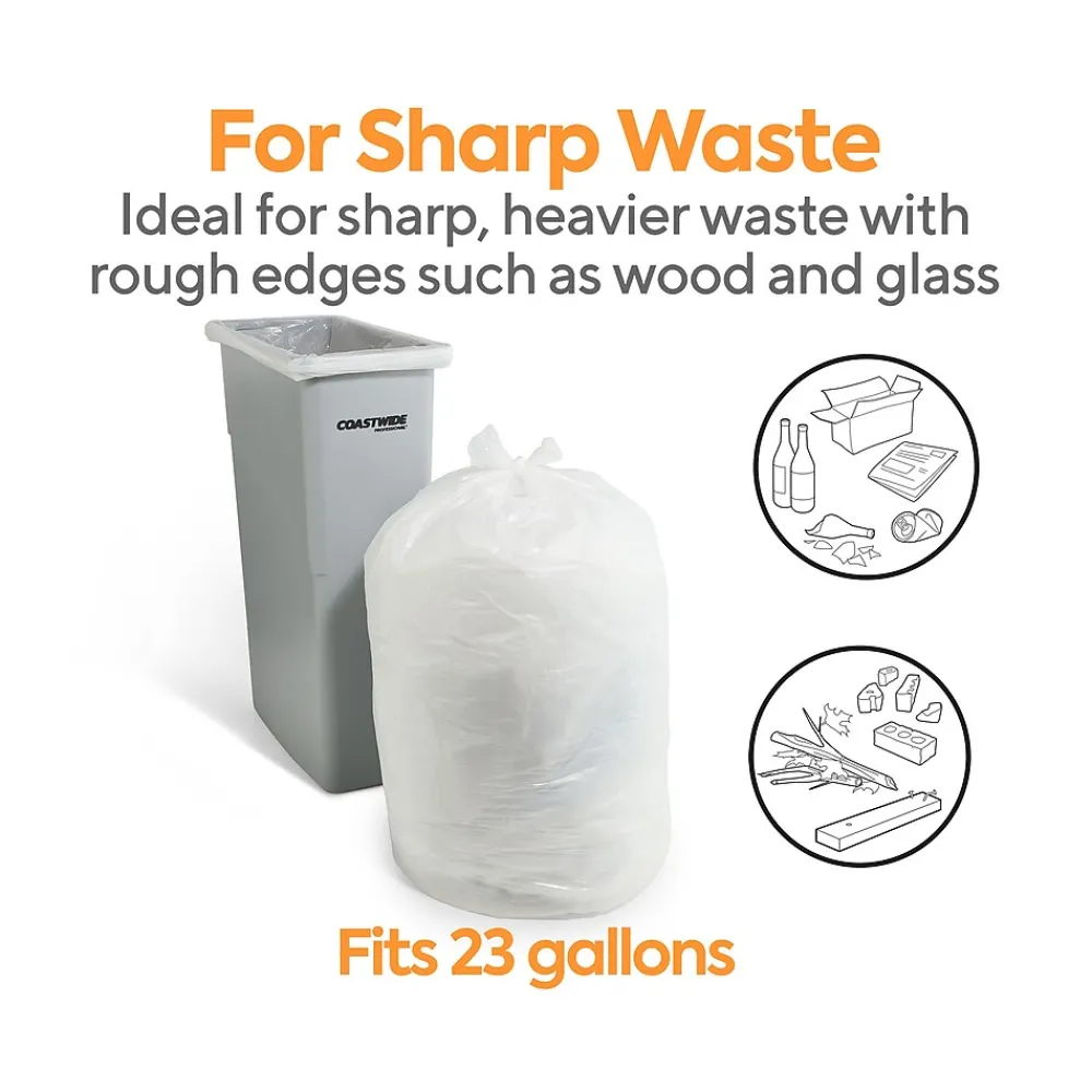 ™ AccuFit 23 Gallon Trash Bag, 28" x 45", Low Density, 0.9 mil, Clear, 200 Bags/Box (CW22933)<Coastwide Professional