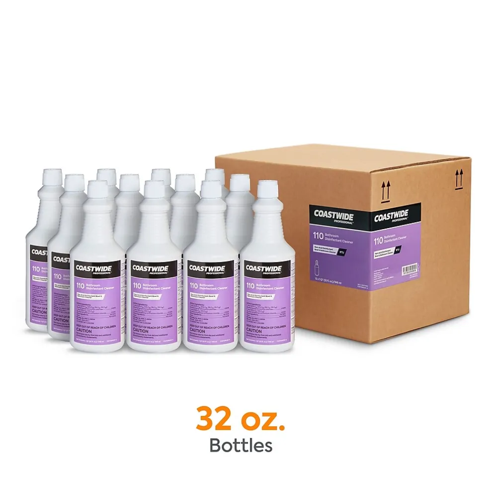 Restroom Cleaner Non-Acid Disinfectant Bathroom Cleaner, 32 Oz., 12/Carton (CW110RU32-ACT)<Coastwide Professional Sale