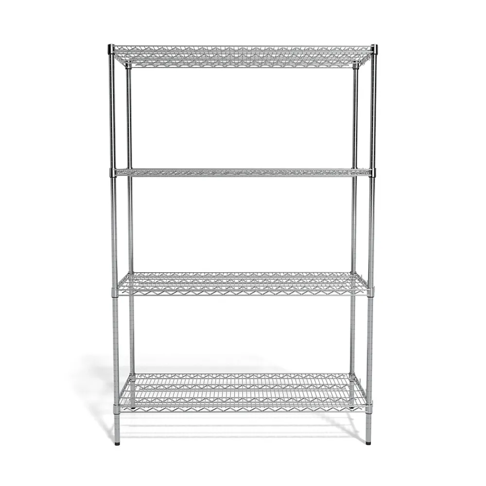 Shelving*Coastwide Professional ™ 4-Shelf Wire Unit, 48"W, Chrome (CW25474)