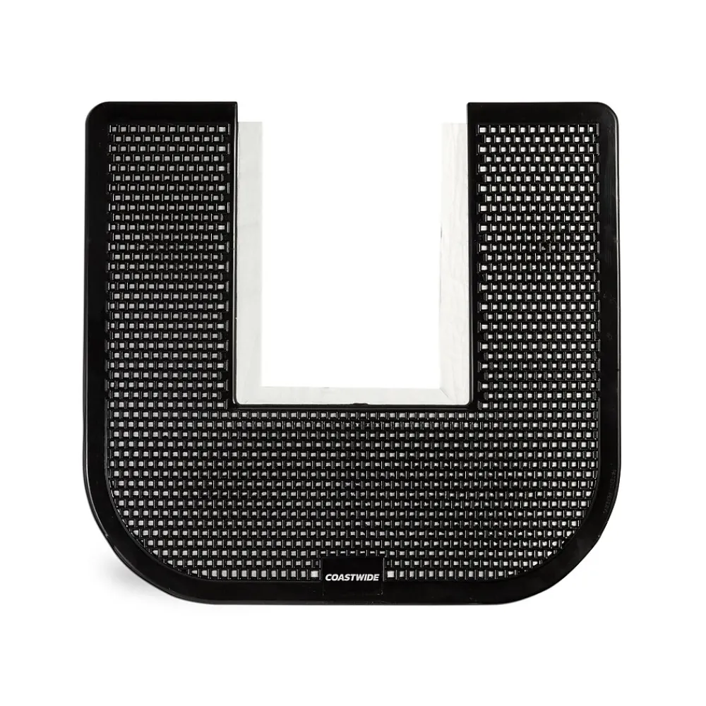 Coastwide Professional ™ Toilet Floor Mat, 17.5" x 20.5", Black, 6/Carton (CW24768)