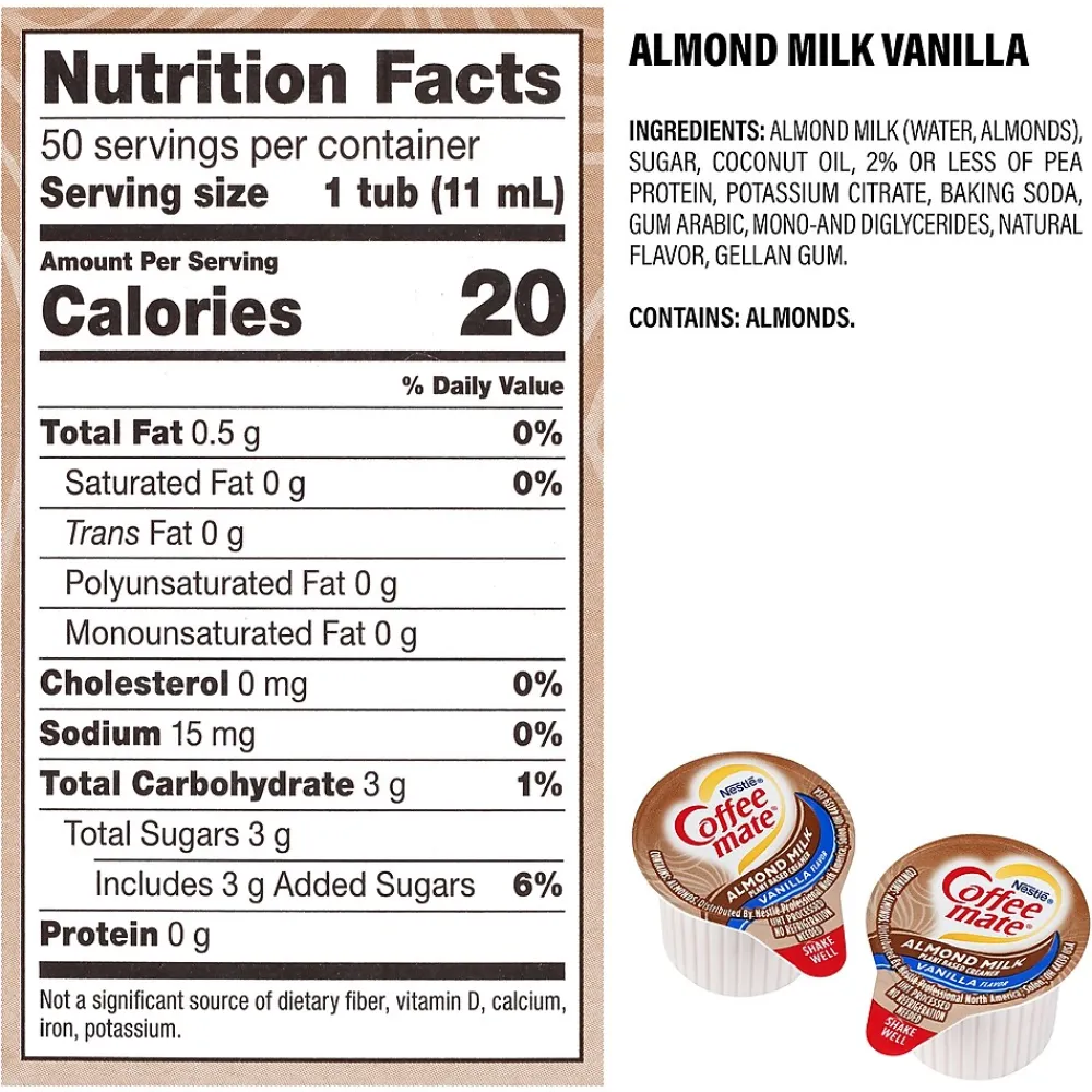 Coffee mate Vanilla Almond Milk & Oat Milk Variety Pack, 200 Count, 4/Pack (600-00772)