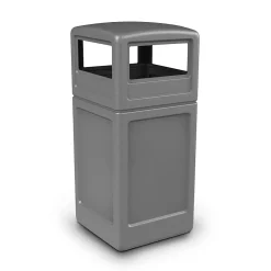 Products PolyTec Series Square Trash Can with Dome Lid, Gray, 42 Gal. (73290399)<Commercial Zone Outlet